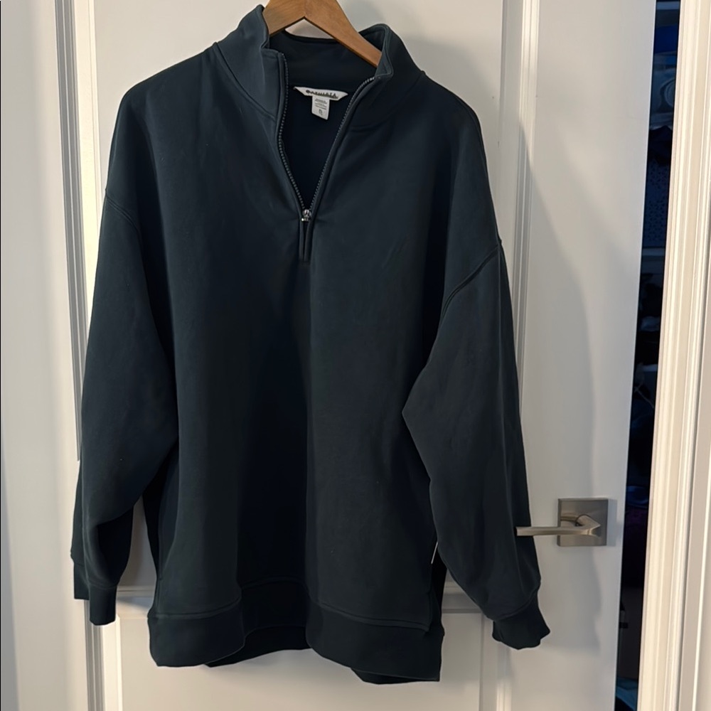 Athleta NWT Forever Fleece Cypress Pullover Hoodie with Quarter-Zip